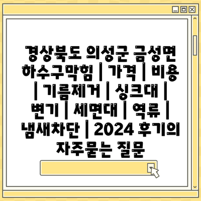 경상북도 의성군 금성면 하수구막힘 | 가격 | 비용 | 기름제거 | 싱크대 | 변기 | 세면대 | 역류 | 냄새차단 | 2024 후기