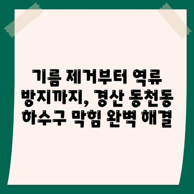 경상북도 경산시 동천동 하수구막힘 | 가격 | 비용 | 기름제거 | 싱크대 | 변기 | 세면대 | 역류 | 냄새차단 | 2024 후기