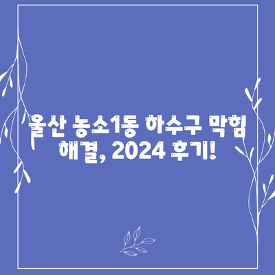 울산시 북구 농소1동 하수구막힘 | 가격 | 비용 | 기름제거 | 싱크대 | 변기 | 세면대 | 역류 | 냄새차단 | 2024 후기