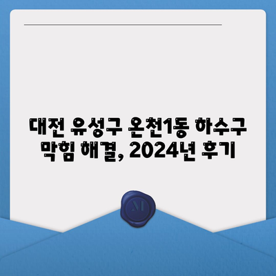 대전시 유성구 온천1동 하수구막힘 | 가격 | 비용 | 기름제거 | 싱크대 | 변기 | 세면대 | 역류 | 냄새차단 | 2024 후기