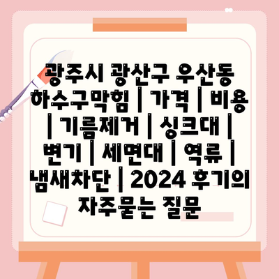 광주시 광산구 우산동 하수구막힘 | 가격 | 비용 | 기름제거 | 싱크대 | 변기 | 세면대 | 역류 | 냄새차단 | 2024 후기