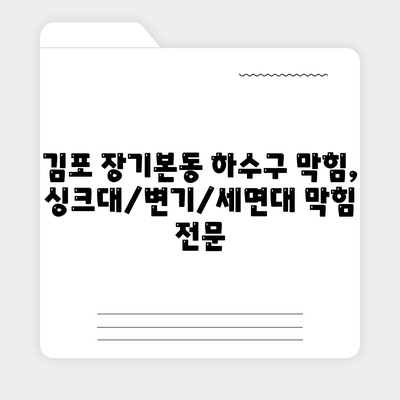 경기도 김포시 장기본동 하수구막힘 | 가격 | 비용 | 기름제거 | 싱크대 | 변기 | 세면대 | 역류 | 냄새차단 | 2024 후기