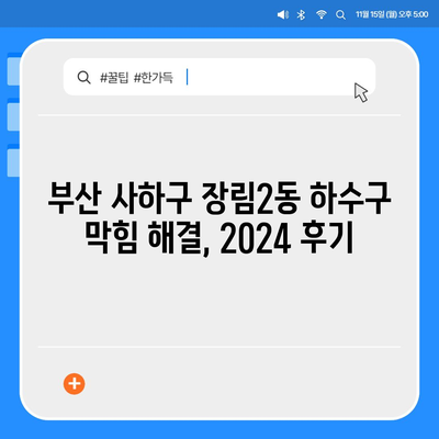 부산시 사하구 장림2동 하수구막힘 | 가격 | 비용 | 기름제거 | 싱크대 | 변기 | 세면대 | 역류 | 냄새차단 | 2024 후기