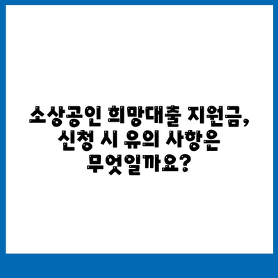 소상공인 희망대출 지원금 신청