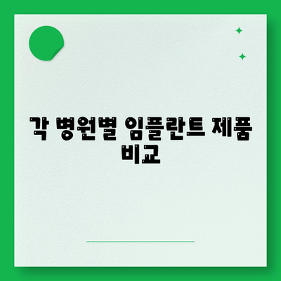 각 병원별 임플란트 제품 비교