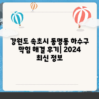 강원도 속초시 동명동 하수구막힘 | 가격 | 비용 | 기름제거 | 싱크대 | 변기 | 세면대 | 역류 | 냄새차단 | 2024 후기