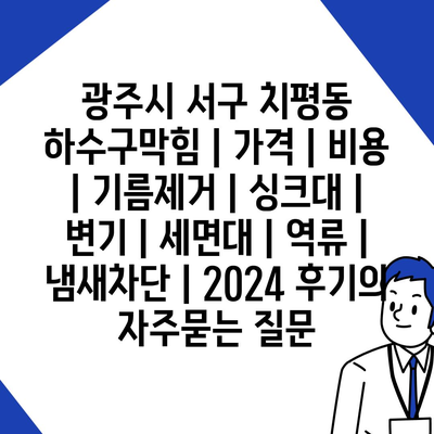 광주시 서구 치평동 하수구막힘 | 가격 | 비용 | 기름제거 | 싱크대 | 변기 | 세면대 | 역류 | 냄새차단 | 2024 후기