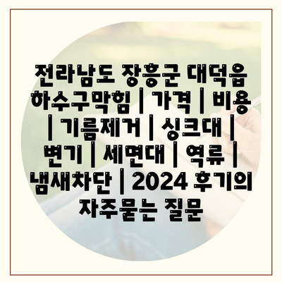 전라남도 장흥군 대덕읍 하수구막힘 | 가격 | 비용 | 기름제거 | 싱크대 | 변기 | 세면대 | 역류 | 냄새차단 | 2024 후기