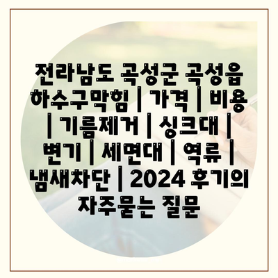 전라남도 곡성군 곡성읍 하수구막힘 | 가격 | 비용 | 기름제거 | 싱크대 | 변기 | 세면대 | 역류 | 냄새차단 | 2024 후기