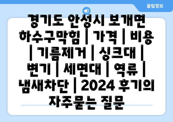 경기도 안성시 보개면 하수구막힘 | 가격 | 비용 | 기름제거 | 싱크대 | 변기 | 세면대 | 역류 | 냄새차단 | 2024 후기