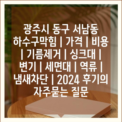 광주시 동구 서남동 하수구막힘 | 가격 | 비용 | 기름제거 | 싱크대 | 변기 | 세면대 | 역류 | 냄새차단 | 2024 후기