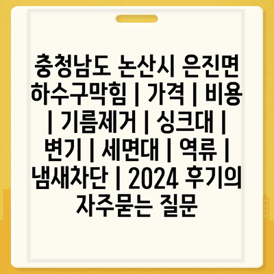 충청남도 논산시 은진면 하수구막힘 | 가격 | 비용 | 기름제거 | 싱크대 | 변기 | 세면대 | 역류 | 냄새차단 | 2024 후기