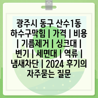 광주시 동구 산수1동 하수구막힘 | 가격 | 비용 | 기름제거 | 싱크대 | 변기 | 세면대 | 역류 | 냄새차단 | 2024 후기