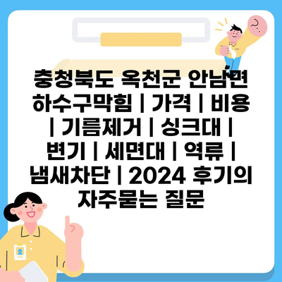 충청북도 옥천군 안남면 하수구막힘 | 가격 | 비용 | 기름제거 | 싱크대 | 변기 | 세면대 | 역류 | 냄새차단 | 2024 후기