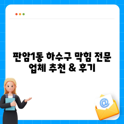 대전시 동구 판암1동 하수구막힘 | 가격 | 비용 | 기름제거 | 싱크대 | 변기 | 세면대 | 역류 | 냄새차단 | 2024 후기