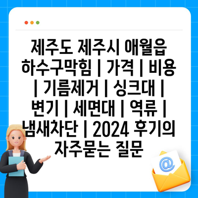 제주도 제주시 애월읍 하수구막힘 | 가격 | 비용 | 기름제거 | 싱크대 | 변기 | 세면대 | 역류 | 냄새차단 | 2024 후기