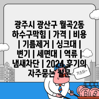 광주시 광산구 월곡2동 하수구막힘 | 가격 | 비용 | 기름제거 | 싱크대 | 변기 | 세면대 | 역류 | 냄새차단 | 2024 후기