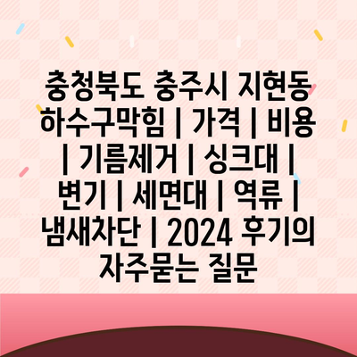 충청북도 충주시 지현동 하수구막힘 | 가격 | 비용 | 기름제거 | 싱크대 | 변기 | 세면대 | 역류 | 냄새차단 | 2024 후기