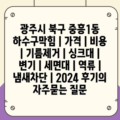 광주시 북구 중흥1동 하수구막힘 | 가격 | 비용 | 기름제거 | 싱크대 | 변기 | 세면대 | 역류 | 냄새차단 | 2024 후기