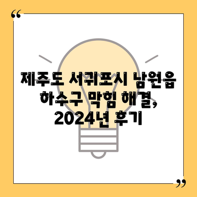 제주도 서귀포시 남원읍 하수구막힘 | 가격 | 비용 | 기름제거 | 싱크대 | 변기 | 세면대 | 역류 | 냄새차단 | 2024 후기