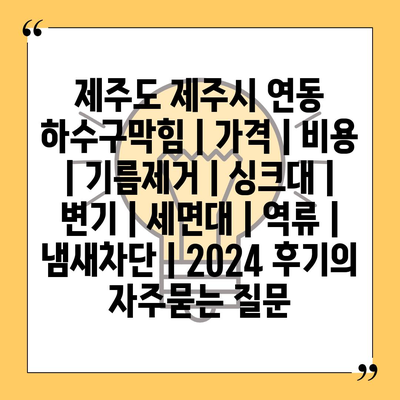 제주도 제주시 연동 하수구막힘 | 가격 | 비용 | 기름제거 | 싱크대 | 변기 | 세면대 | 역류 | 냄새차단 | 2024 후기