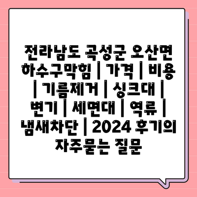 전라남도 곡성군 오산면 하수구막힘 | 가격 | 비용 | 기름제거 | 싱크대 | 변기 | 세면대 | 역류 | 냄새차단 | 2024 후기