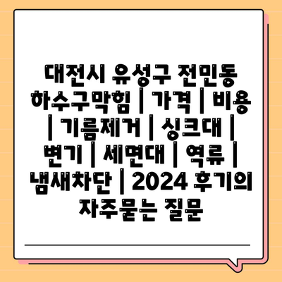 대전시 유성구 전민동 하수구막힘 | 가격 | 비용 | 기름제거 | 싱크대 | 변기 | 세면대 | 역류 | 냄새차단 | 2024 후기