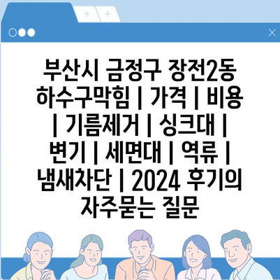 부산시 금정구 장전2동 하수구막힘 | 가격 | 비용 | 기름제거 | 싱크대 | 변기 | 세면대 | 역류 | 냄새차단 | 2024 후기