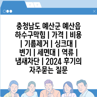 충청남도 예산군 예산읍 하수구막힘 | 가격 | 비용 | 기름제거 | 싱크대 | 변기 | 세면대 | 역류 | 냄새차단 | 2024 후기