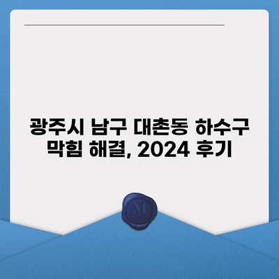 광주시 남구 대촌동 하수구막힘 | 가격 | 비용 | 기름제거 | 싱크대 | 변기 | 세면대 | 역류 | 냄새차단 | 2024 후기