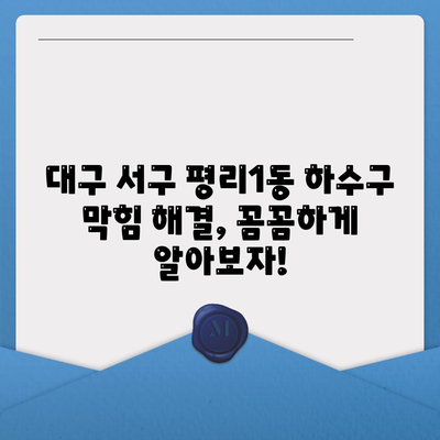 대구시 서구 평리1동 하수구막힘 | 가격 | 비용 | 기름제거 | 싱크대 | 변기 | 세면대 | 역류 | 냄새차단 | 2024 후기