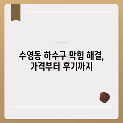 부산시 수영구 수영동 하수구막힘 | 가격 | 비용 | 기름제거 | 싱크대 | 변기 | 세면대 | 역류 | 냄새차단 | 2024 후기