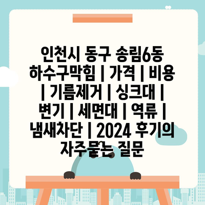 인천시 동구 송림6동 하수구막힘 | 가격 | 비용 | 기름제거 | 싱크대 | 변기 | 세면대 | 역류 | 냄새차단 | 2024 후기