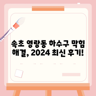 강원도 속초시 영랑동 하수구막힘 | 가격 | 비용 | 기름제거 | 싱크대 | 변기 | 세면대 | 역류 | 냄새차단 | 2024 후기