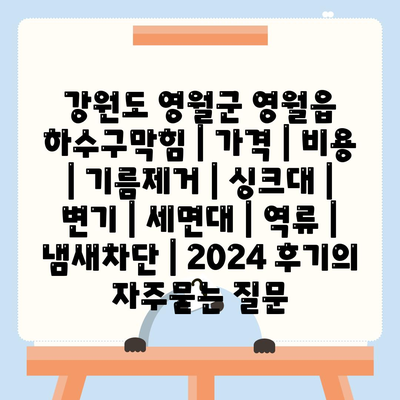 강원도 영월군 영월읍 하수구막힘 | 가격 | 비용 | 기름제거 | 싱크대 | 변기 | 세면대 | 역류 | 냄새차단 | 2024 후기