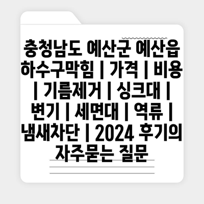 충청남도 예산군 예산읍 하수구막힘 | 가격 | 비용 | 기름제거 | 싱크대 | 변기 | 세면대 | 역류 | 냄새차단 | 2024 후기