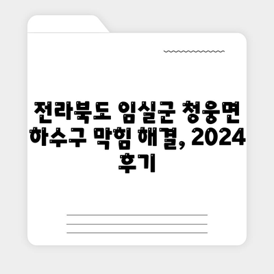 전라북도 임실군 청웅면 하수구막힘 | 가격 | 비용 | 기름제거 | 싱크대 | 변기 | 세면대 | 역류 | 냄새차단 | 2024 후기