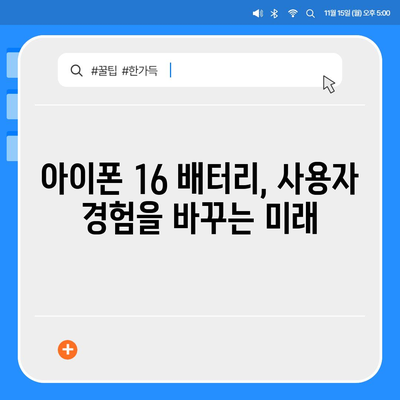 아이폰 16 배터리 미래 | 혁신과 개선에 대한 전망