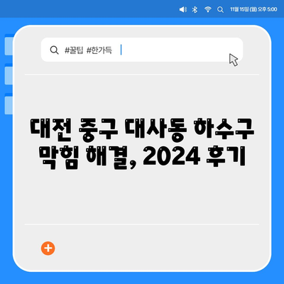 대전시 중구 대사동 하수구막힘 | 가격 | 비용 | 기름제거 | 싱크대 | 변기 | 세면대 | 역류 | 냄새차단 | 2024 후기