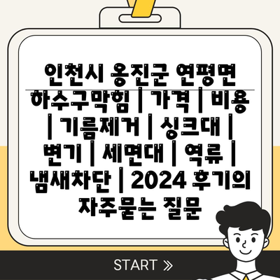 인천시 옹진군 연평면 하수구막힘 | 가격 | 비용 | 기름제거 | 싱크대 | 변기 | 세면대 | 역류 | 냄새차단 | 2024 후기