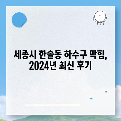 세종시 세종특별자치시 한솔동 하수구막힘 | 가격 | 비용 | 기름제거 | 싱크대 | 변기 | 세면대 | 역류 | 냄새차단 | 2024 후기