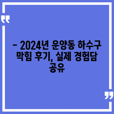 경기도 김포시 운양동 하수구막힘 | 가격 | 비용 | 기름제거 | 싱크대 | 변기 | 세면대 | 역류 | 냄새차단 | 2024 후기