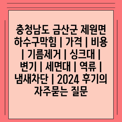 충청남도 금산군 제원면 하수구막힘 | 가격 | 비용 | 기름제거 | 싱크대 | 변기 | 세면대 | 역류 | 냄새차단 | 2024 후기