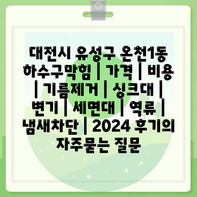 대전시 유성구 온천1동 하수구막힘 | 가격 | 비용 | 기름제거 | 싱크대 | 변기 | 세면대 | 역류 | 냄새차단 | 2024 후기