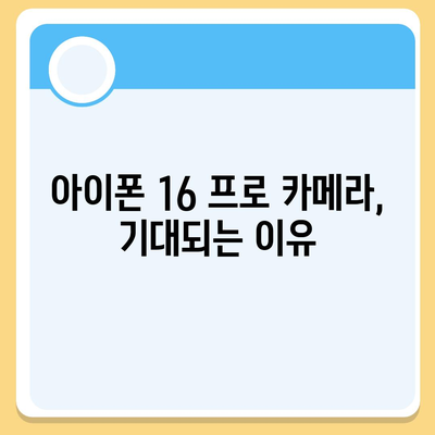 아이폰 16 프로 카메라 기대되는 이유