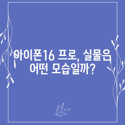 아이폰16 프로의 디자인 및 출시일, 실물 예상