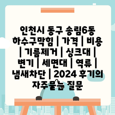 인천시 동구 송림6동 하수구막힘 | 가격 | 비용 | 기름제거 | 싱크대 | 변기 | 세면대 | 역류 | 냄새차단 | 2024 후기