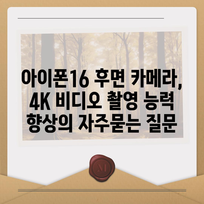 아이폰16 후면 카메라, 4K 비디오 촬영 능력 향상