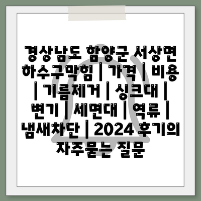 경상남도 함양군 서상면 하수구막힘 | 가격 | 비용 | 기름제거 | 싱크대 | 변기 | 세면대 | 역류 | 냄새차단 | 2024 후기