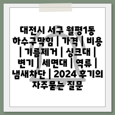 대전시 서구 월평1동 하수구막힘 | 가격 | 비용 | 기름제거 | 싱크대 | 변기 | 세면대 | 역류 | 냄새차단 | 2024 후기